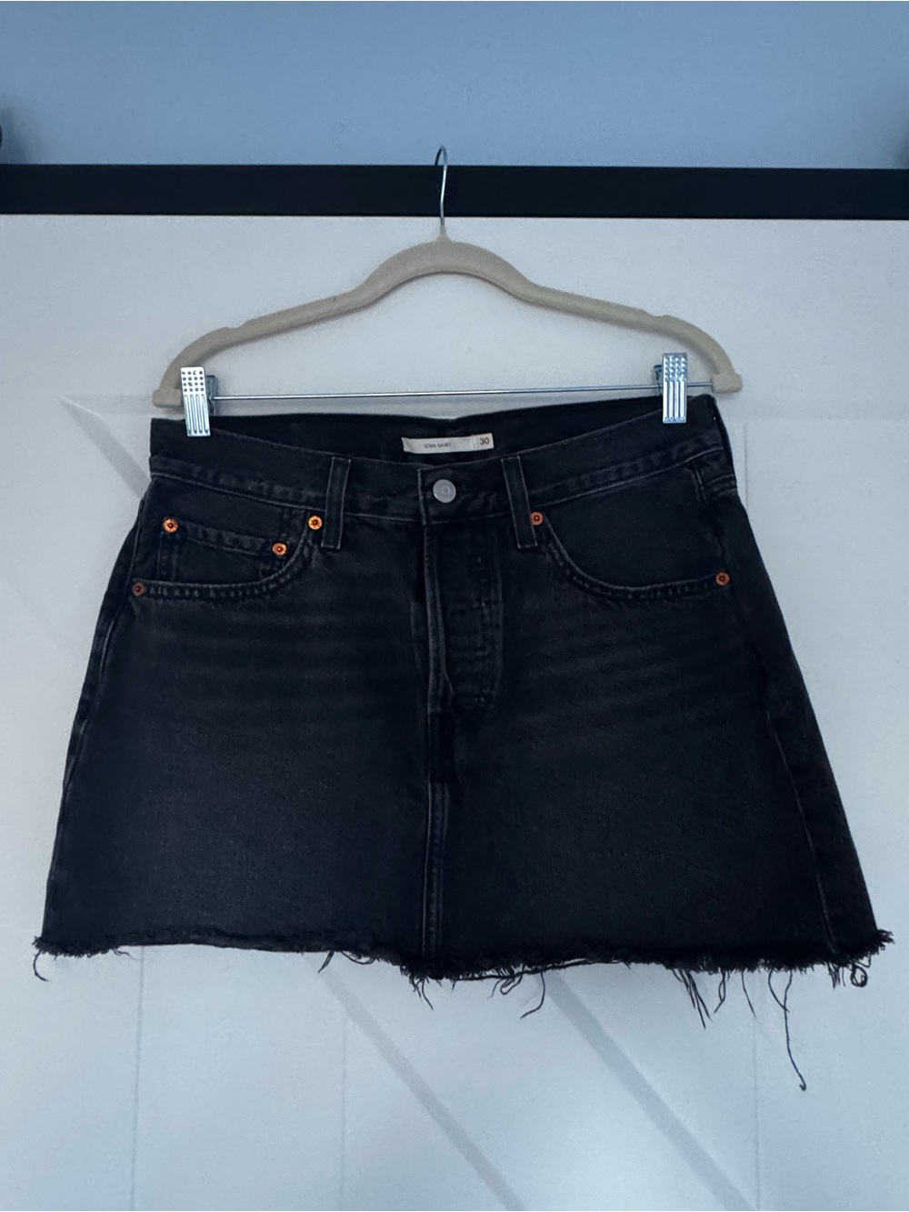 Levi's Black Washed Icon Denim Mini Skirt